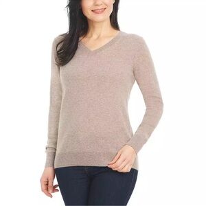 Hilary Radley‎ Cashmere V Neck Gray Sweater Sz S
